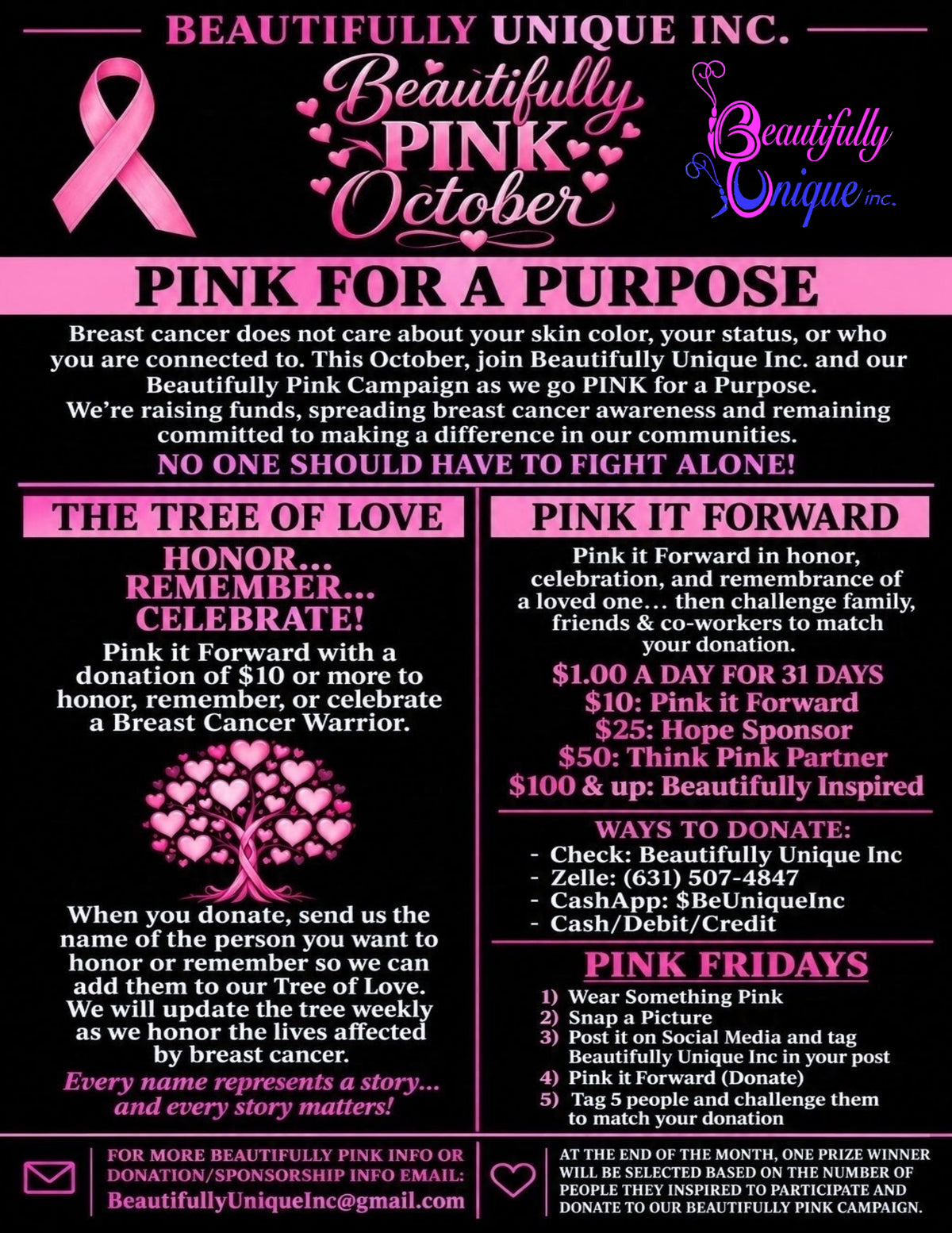 PINK IT FORWARD TO BEAUTIFULLY UNIQUE INC.